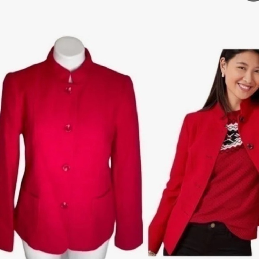 Talbots Red Wool Blend Button Up Jacket Size Mp